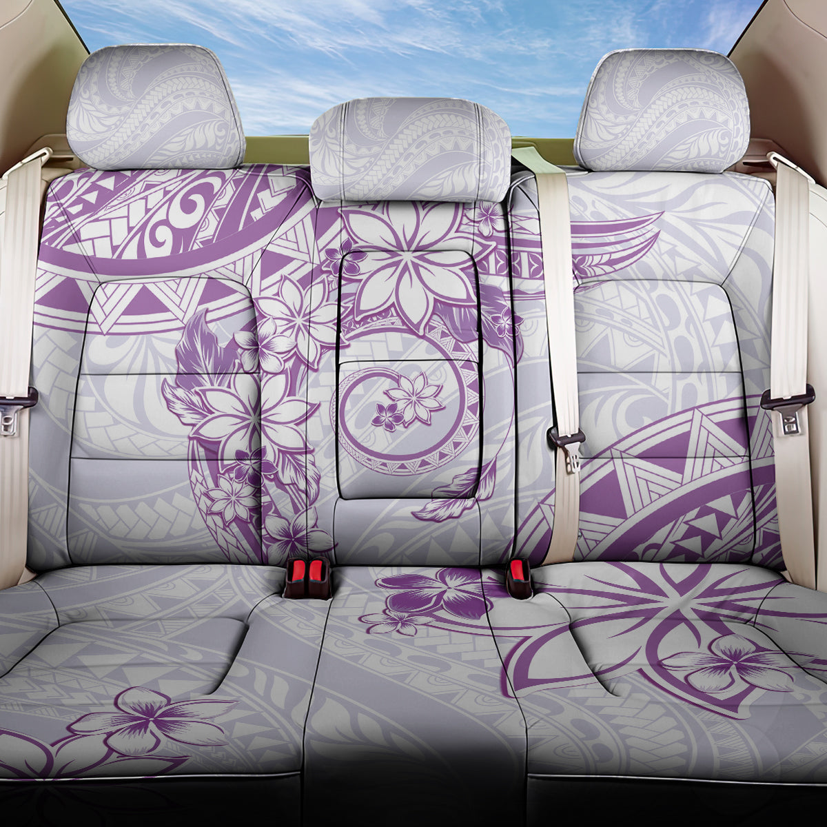 Polynesian Pattern With Plumeria Flowers Back Car Seat Cover Purple LT05 One Size Purple - Polynesian Pride