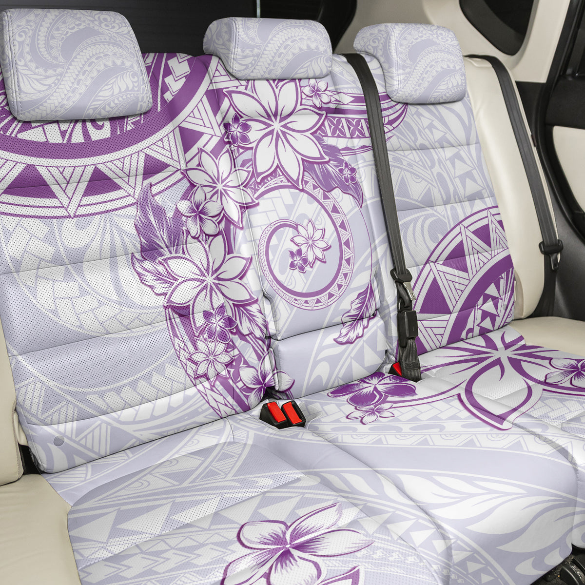 Polynesian Pattern With Plumeria Flowers Back Car Seat Cover Purple LT05 - Polynesian Pride
