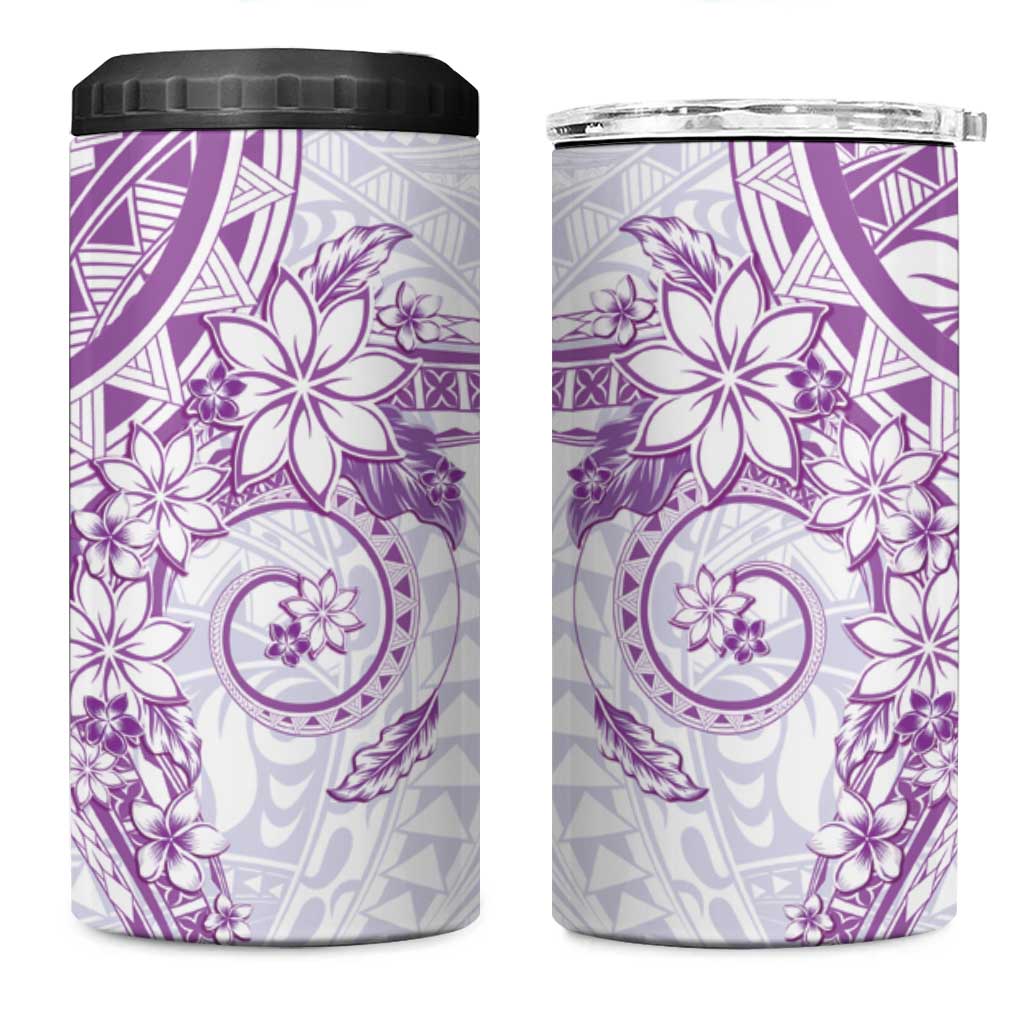 Purple Polynesian Pattern With Plumeria Flowers 4 in 1 Can Cooler Tumbler LT05 One Size: 16 oz Purple - Polynesian Pride