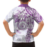 Polynesian Pattern With Plumeria Flowers Family Matching Long Sleeve Bodycon Dress and Hawaiian Shirt Purple LT05 - Polynesian Pride