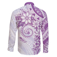 Polynesian Pattern With Plumeria Flowers Family Matching Short Sleeve Bodycon Dress and Hawaiian Shirt Purple LT05 - Polynesian Pride