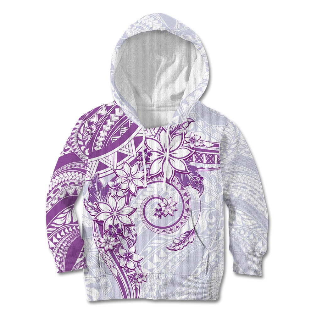 Polynesian Pattern With Plumeria Flowers Kid Hoodie Purple LT05 Hoodie Purple - Polynesian Pride