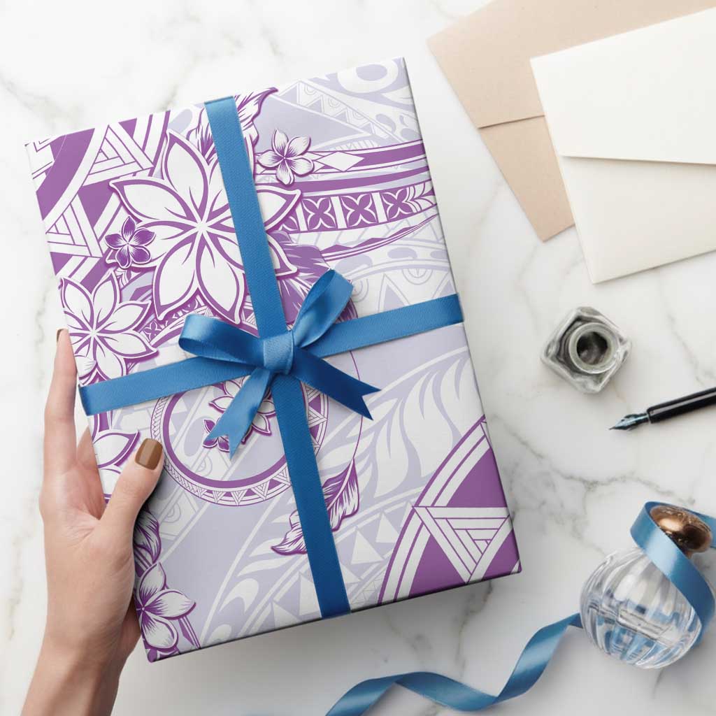 Polynesian Pattern With Plumeria Flowers Wrapping Paper Purple - Polynesian Pride