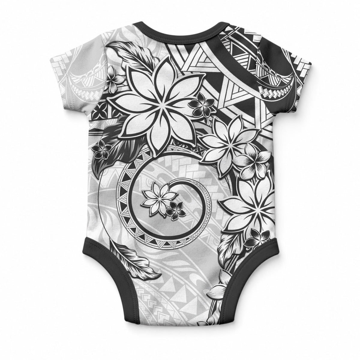 Polynesian Pattern With Plumeria Flowers Baby Onesie White LT05 - Polynesian Pride