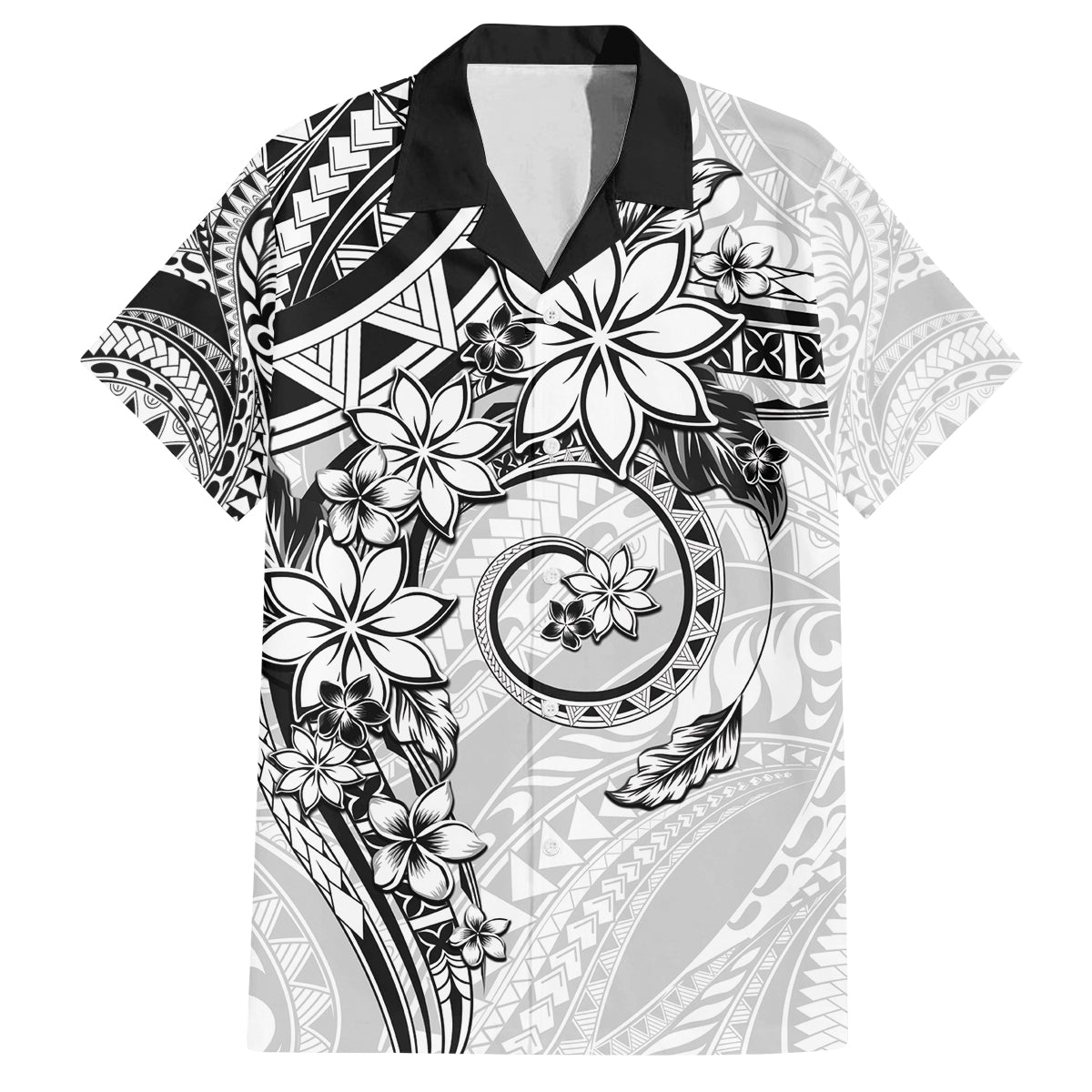 Polynesian Pattern With Plumeria Flowers Family Matching Long Sleeve Bodycon Dress and Hawaiian Shirt White LT05 Dad's Shirt - Short Sleeve White - Polynesian Pride