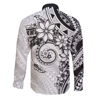 Polynesian Pattern With Plumeria Flowers Family Matching Long Sleeve Bodycon Dress and Hawaiian Shirt White LT05 - Polynesian Pride