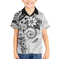 Polynesian Pattern With Plumeria Flowers Family Matching Long Sleeve Bodycon Dress and Hawaiian Shirt White LT05 Son's Shirt White - Polynesian Pride