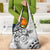 Polynesian Pattern With Plumeria Flowers Grocery Bag White