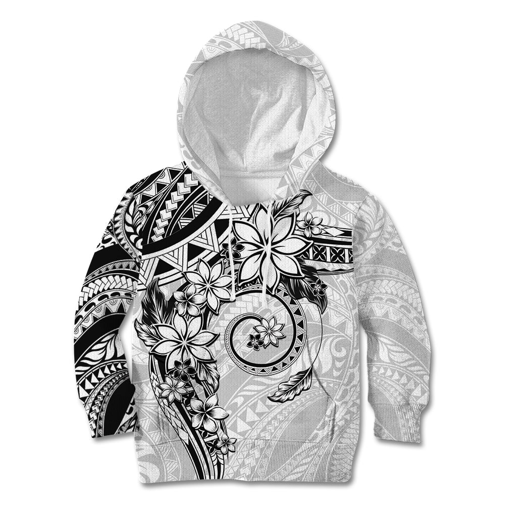 Polynesian Pattern With Plumeria Flowers Kid Hoodie White LT05 Hoodie White - Polynesian Pride