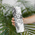 White Polynesian Pattern With Plumeria Flowers Skinny Tumbler