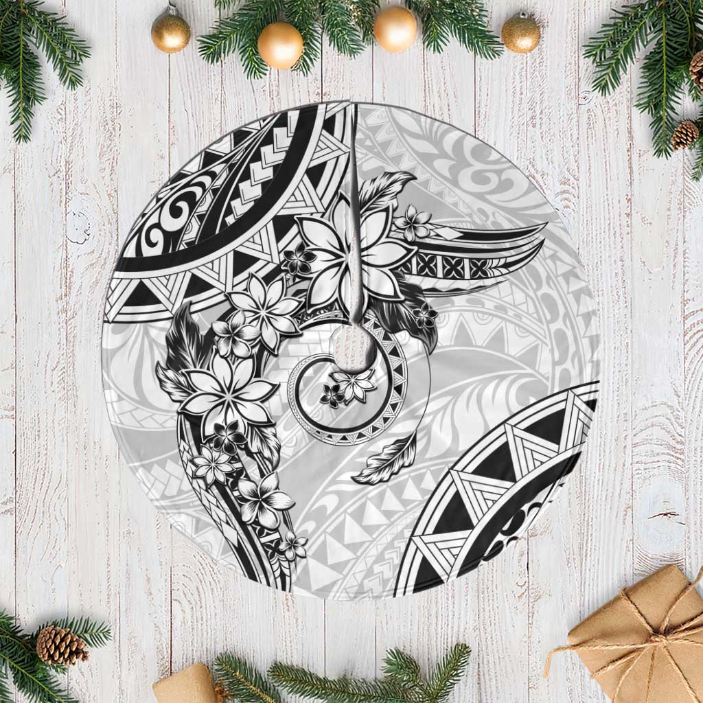 Polynesian Pattern With Plumeria Flowers Tree Skirt White LT05 Casual White - Polynesian Pride