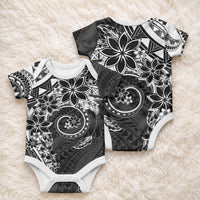 Polynesian Pattern With Plumeria Flowers Baby Onesie Black LT05 - Polynesian Pride