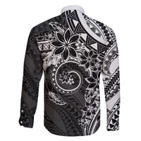 Polynesian Pattern With Plumeria Flowers Family Matching Summer Maxi Dress and Hawaiian Shirt Black