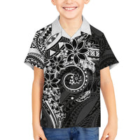 Polynesian Pattern With Plumeria Flowers Hawaiian Shirt Black