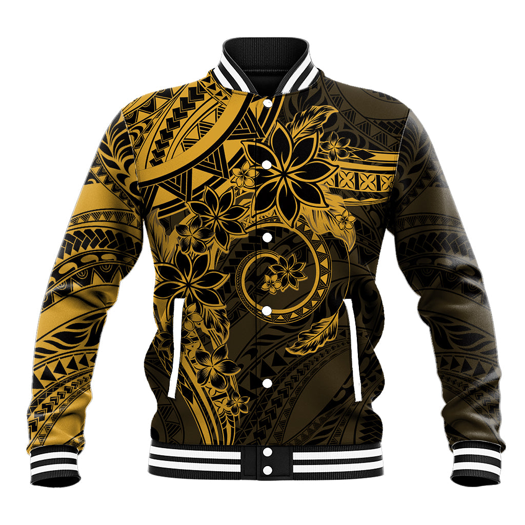 Polynesian Sunset Plumeria Baseball Jacket Gold Polynesian Tattoo