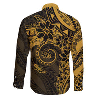Polynesian Sunset Plumeria Family Matching Long Sleeve Bodycon Dress and Hawaiian Shirt Gold Polynesian Tattoo LT05 - Polynesian Pride