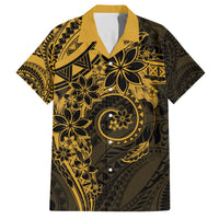 Polynesian Sunset Plumeria Family Matching Off Shoulder Short Dress and Hawaiian Shirt Gold Polynesian Tattoo LT05 Dad's Shirt - Short Sleeve Gold - Polynesian Pride