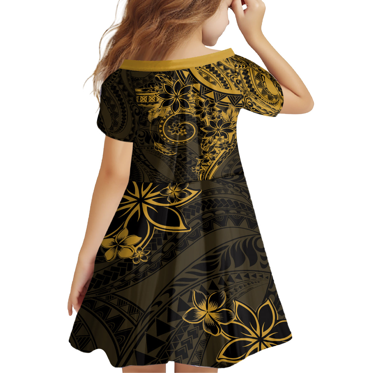 Polynesian Sunset Plumeria Family Matching Summer Maxi Dress and Hawaiian Shirt Gold Polynesian Tattoo LT05 - Polynesian Pride