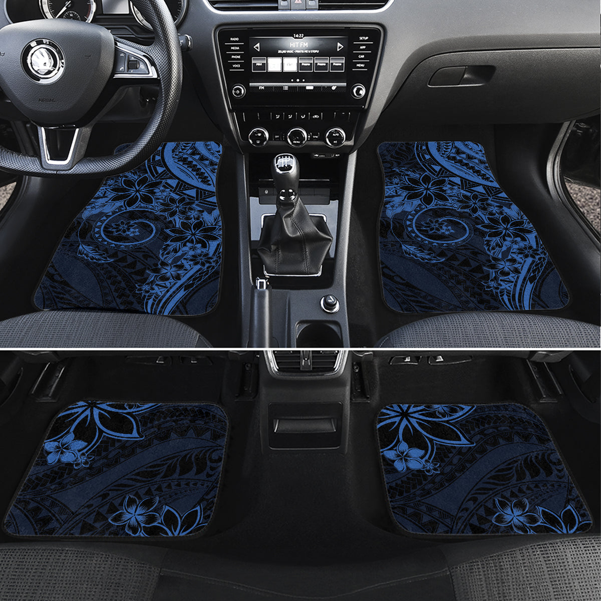 Polynesian Sunset Plumeria Car Mats Navy Polynesian Tattoo LT05 Set 4pcs Navy - Polynesian Pride
