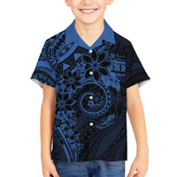 Polynesian Sunset Plumeria Family Matching Long Sleeve Bodycon Dress and Hawaiian Shirt Navy Polynesian Tattoo LT05 Son's Shirt Navy - Polynesian Pride