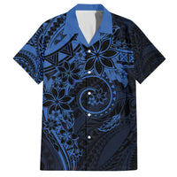 Polynesian Sunset Plumeria Family Matching Off The Shoulder Long Sleeve Dress and Hawaiian Shirt Navy Polynesian Tattoo LT05 Dad's Shirt - Short Sleeve Navy - Polynesian Pride