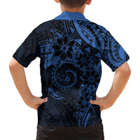 Polynesian Sunset Plumeria Family Matching Short Sleeve Bodycon Dress and Hawaiian Shirt Navy Polynesian Tattoo LT05 - Polynesian Pride