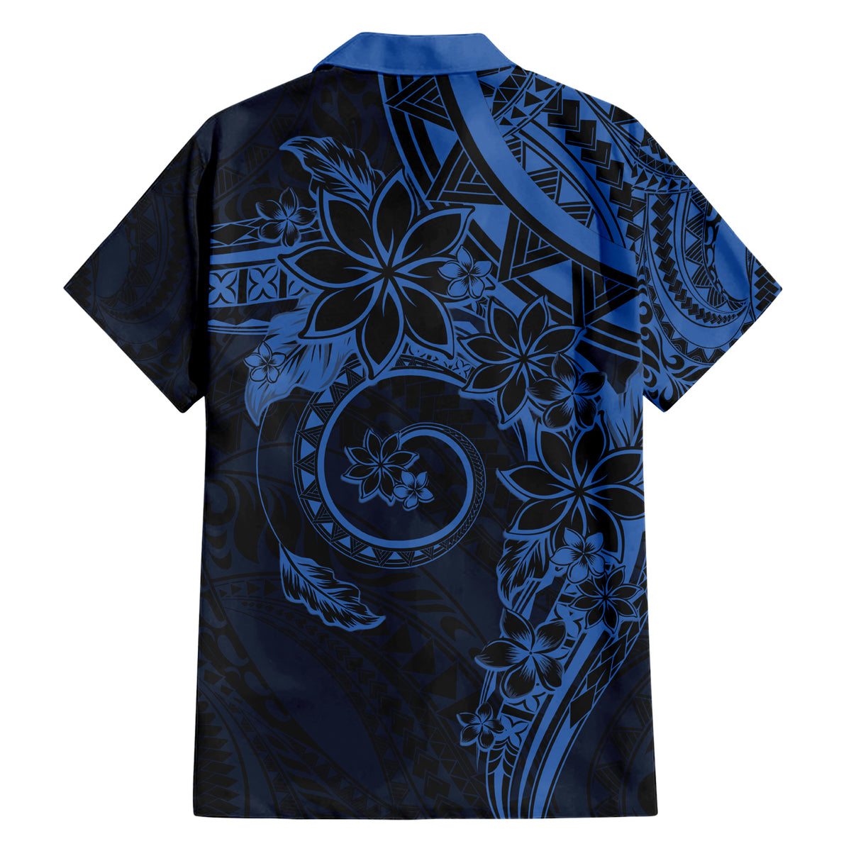 Polynesian Sunset Plumeria Family Matching Short Sleeve Bodycon Dress and Hawaiian Shirt Navy Polynesian Tattoo LT05 - Polynesian Pride