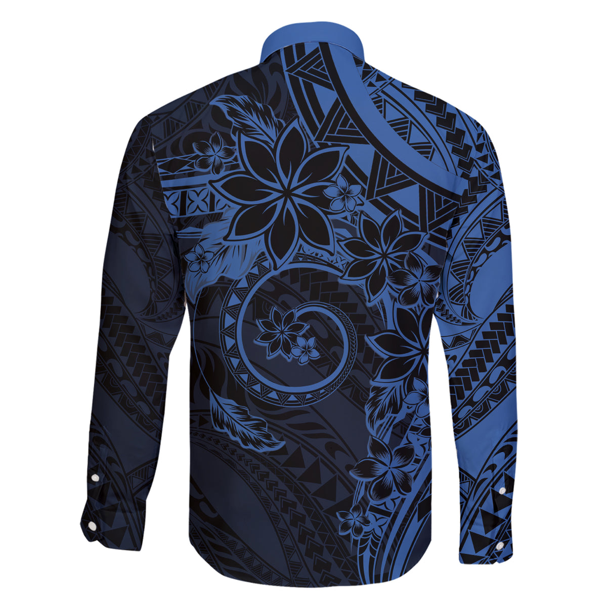 Polynesian Sunset Plumeria Family Matching Short Sleeve Bodycon Dress and Hawaiian Shirt Navy Polynesian Tattoo LT05 - Polynesian Pride