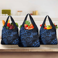 Polynesian Sunset Plumeria Grocery Bag Navy Polynesian Tattoo
