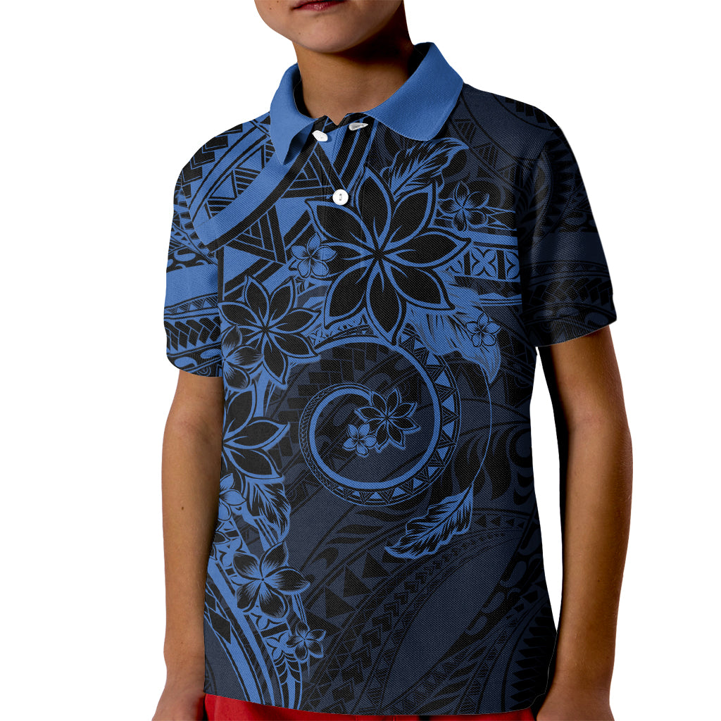 Polynesian Sunset Plumeria Kid Polo Shirt Navy Polynesian Tattoo