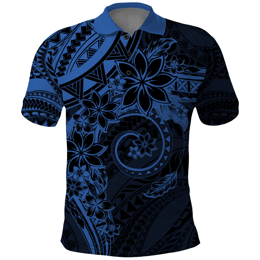 Polynesian Sunset Plumeria Polo Shirt Navy Polynesian Tattoo