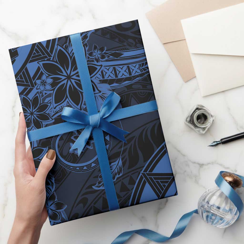 Polynesian Sunset Plumeria Wrapping Paper Navy Polynesian Tattoo - Polynesian Pride