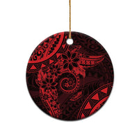 Polynesian Sunset Plumeria Ceramic Ornament Red Polynesian Tattoo