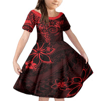 Polynesian Sunset Plumeria Family Matching Mermaid Dress and Hawaiian Shirt Red Polynesian Tattoo LT05 Daughter's Dress Red - Polynesian Pride
