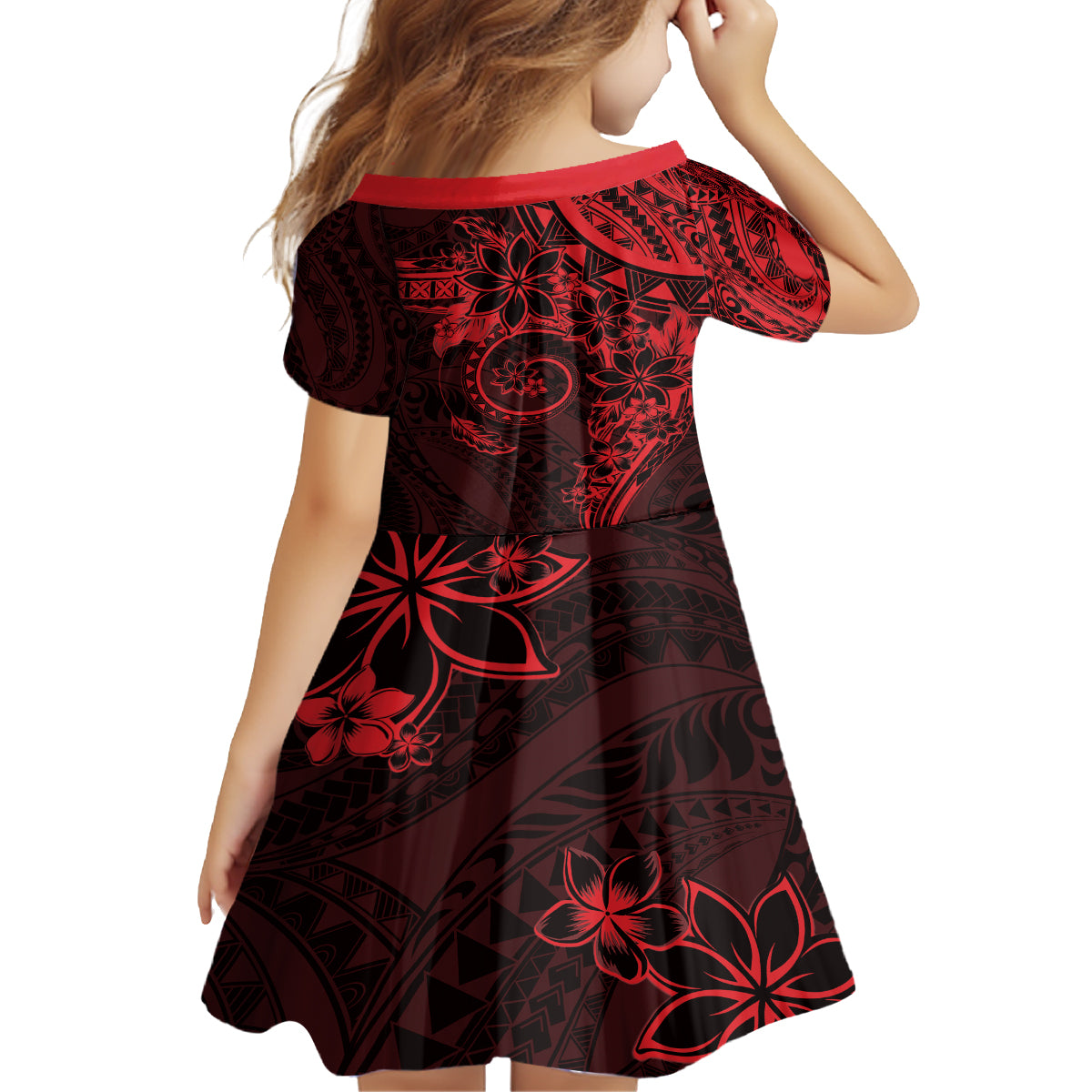 Polynesian Sunset Plumeria Family Matching Summer Maxi Dress and Hawaiian Shirt Red Polynesian Tattoo LT05 - Polynesian Pride