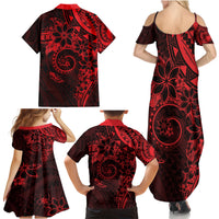 Polynesian Sunset Plumeria Family Matching Summer Maxi Dress and Hawaiian Shirt Red Polynesian Tattoo LT05 - Polynesian Pride