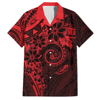 Polynesian Sunset Plumeria Family Matching Summer Maxi Dress and Hawaiian Shirt Red Polynesian Tattoo LT05 Dad's Shirt - Short Sleeve Red - Polynesian Pride