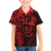 Polynesian Sunset Plumeria Family Matching Summer Maxi Dress and Hawaiian Shirt Red Polynesian Tattoo LT05 Son's Shirt Red - Polynesian Pride