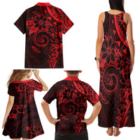 Polynesian Sunset Plumeria Family Matching Tank Maxi Dress and Hawaiian Shirt Red Polynesian Tattoo LT05 - Polynesian Pride