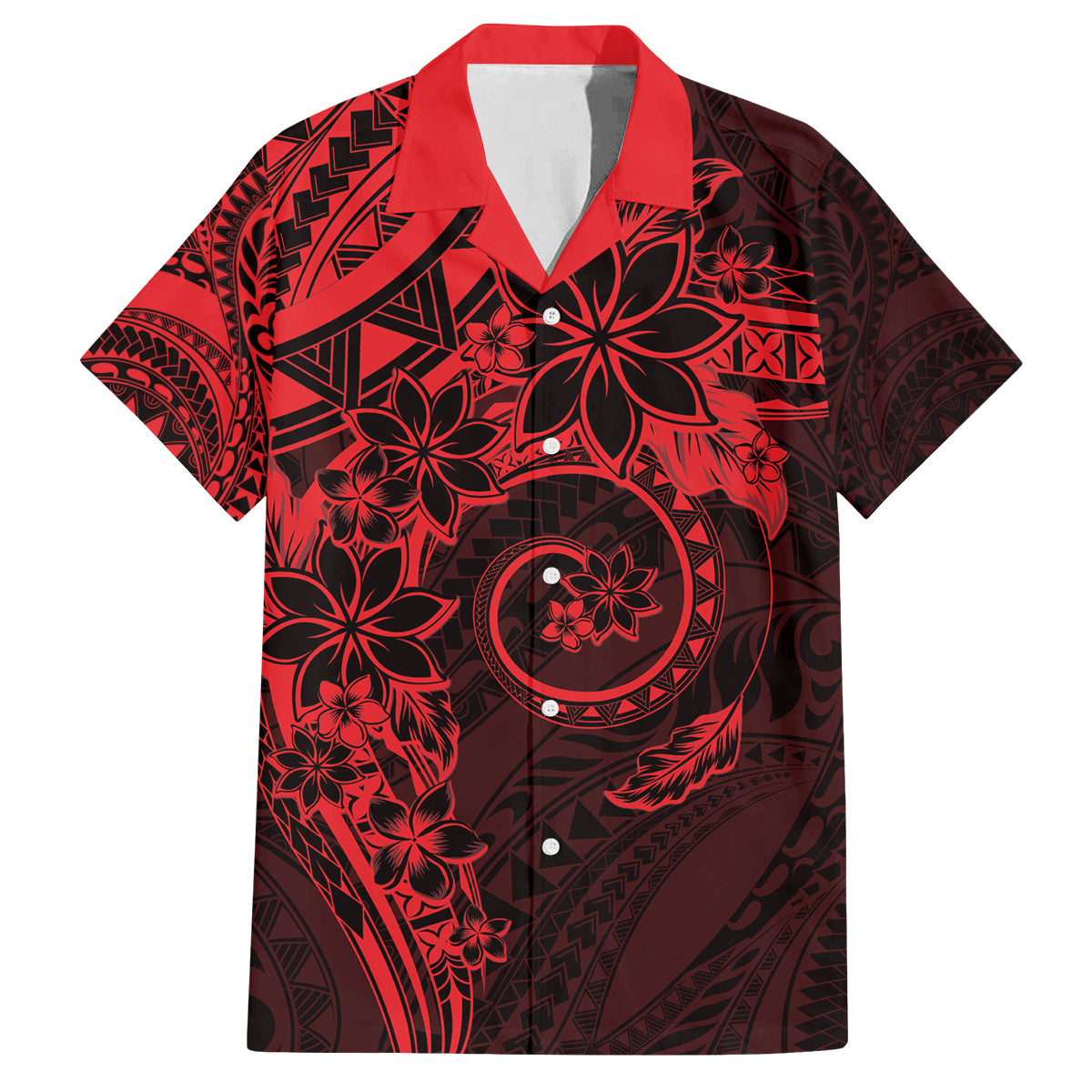 Polynesian Sunset Plumeria Family Matching Tank Maxi Dress and Hawaiian Shirt Red Polynesian Tattoo LT05 Dad's Shirt - Short Sleeve Red - Polynesian Pride