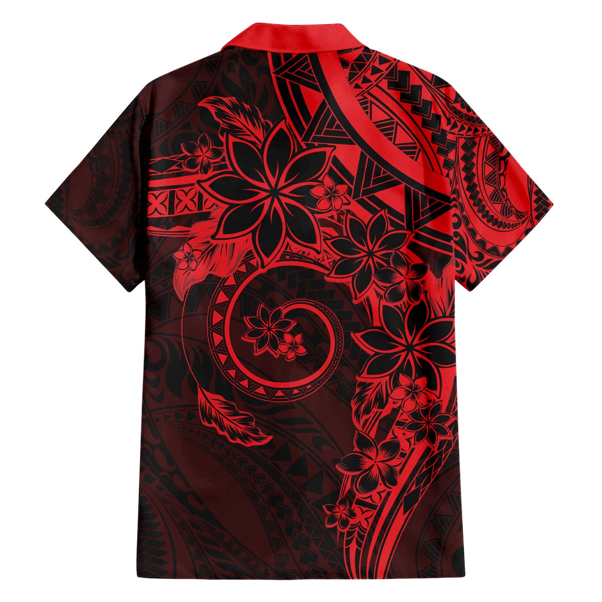 Polynesian Sunset Plumeria Hawaiian Shirt Red Polynesian Tattoo
