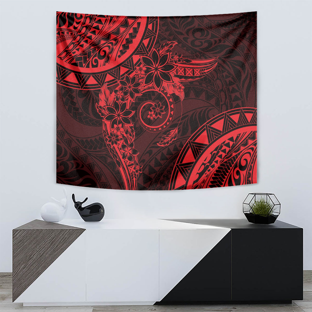 Polynesian Sunset Plumeria Tapestry Red Polynesian Tattoo