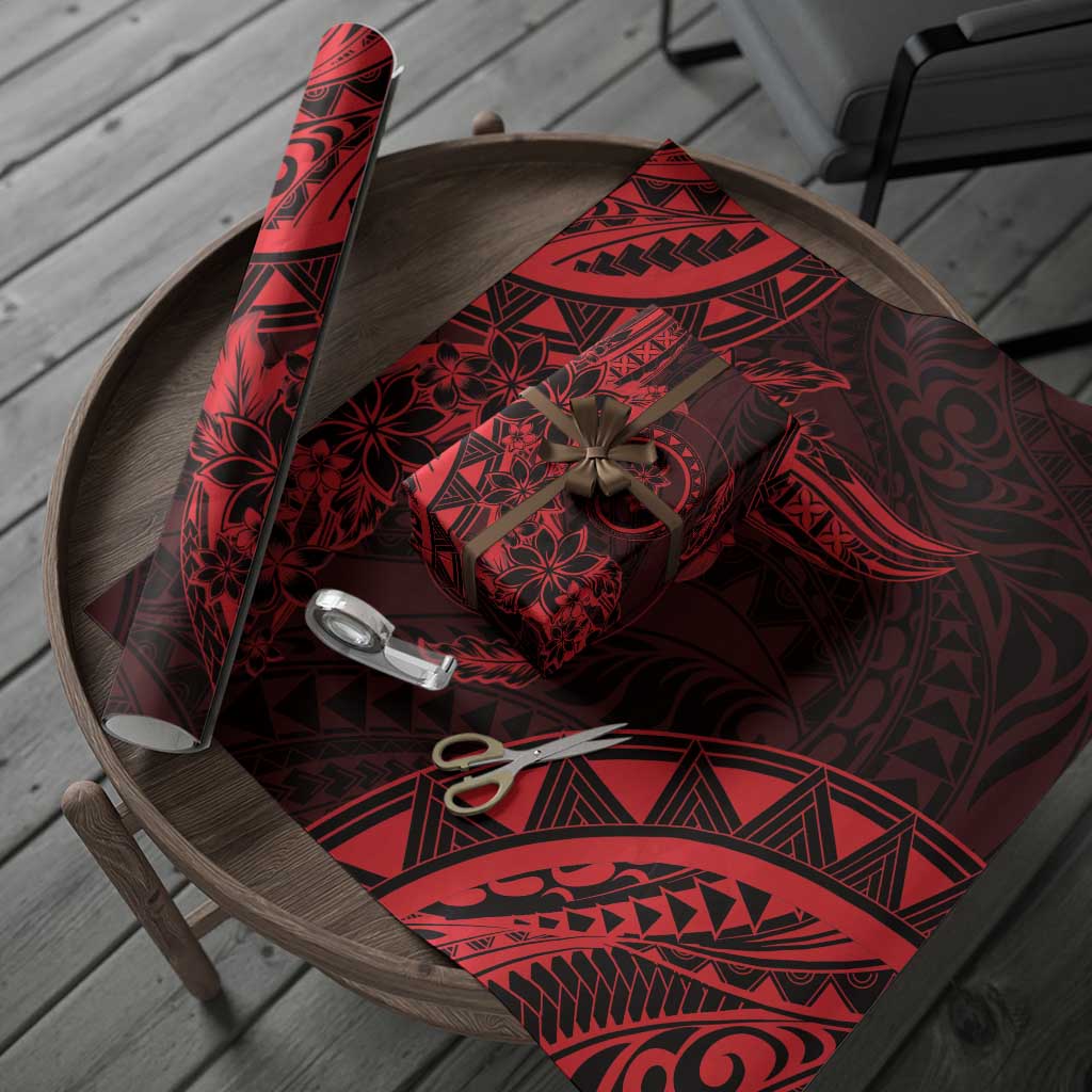 Polynesian Sunset Plumeria Wrapping Paper Red Polynesian Tattoo - Polynesian Pride