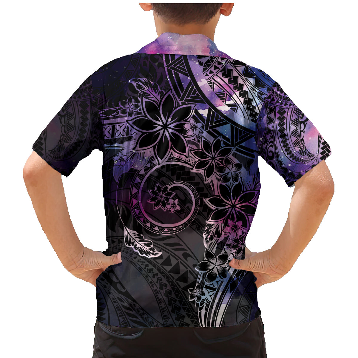 Polynesian Sunset Plumeria Family Matching Mermaid Dress and Hawaiian Shirt Galaxy Polynesian Tattoo LT05 - Polynesian Pride