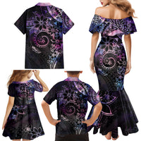 Polynesian Sunset Plumeria Family Matching Mermaid Dress and Hawaiian Shirt Galaxy Polynesian Tattoo LT05 - Polynesian Pride
