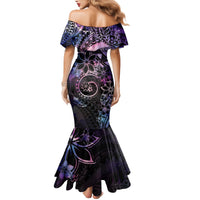 Polynesian Sunset Plumeria Family Matching Mermaid Dress and Hawaiian Shirt Galaxy Polynesian Tattoo LT05 - Polynesian Pride