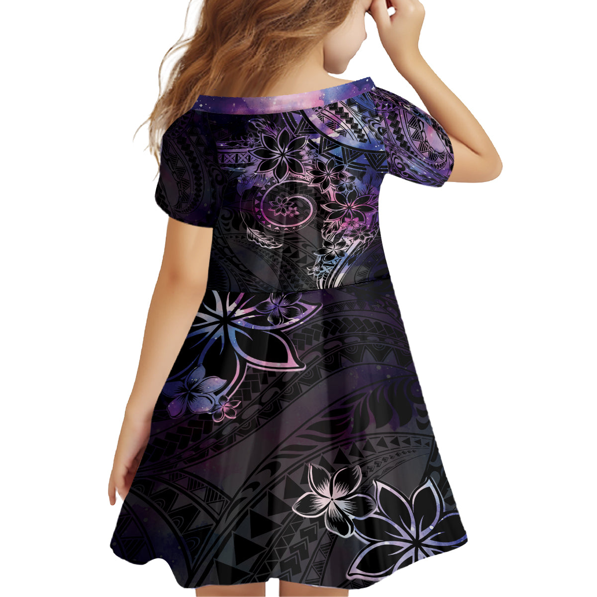 Polynesian Sunset Plumeria Family Matching Off The Shoulder Long Sleeve Dress and Hawaiian Shirt Galaxy Polynesian Tattoo LT05 - Polynesian Pride