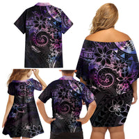 Polynesian Sunset Plumeria Family Matching Off Shoulder Short Dress and Hawaiian Shirt Galaxy Polynesian Tattoo LT05 - Polynesian Pride
