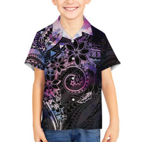 Polynesian Sunset Plumeria Family Matching Off Shoulder Short Dress and Hawaiian Shirt Galaxy Polynesian Tattoo LT05 Son's Shirt Galaxy - Polynesian Pride