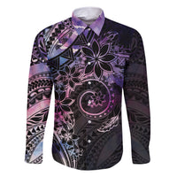 Polynesian Sunset Plumeria Family Matching Short Sleeve Bodycon Dress and Hawaiian Shirt Galaxy Polynesian Tattoo LT05 Dad's Shirt - Long Sleeve Galaxy - Polynesian Pride